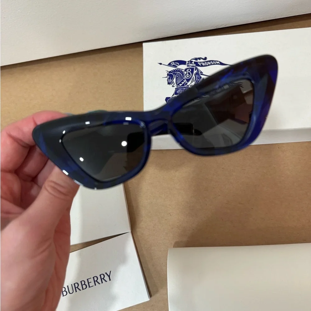 Burberry Check Blue Cat-Eye Sunglasses for Women - Picture 8 of 15